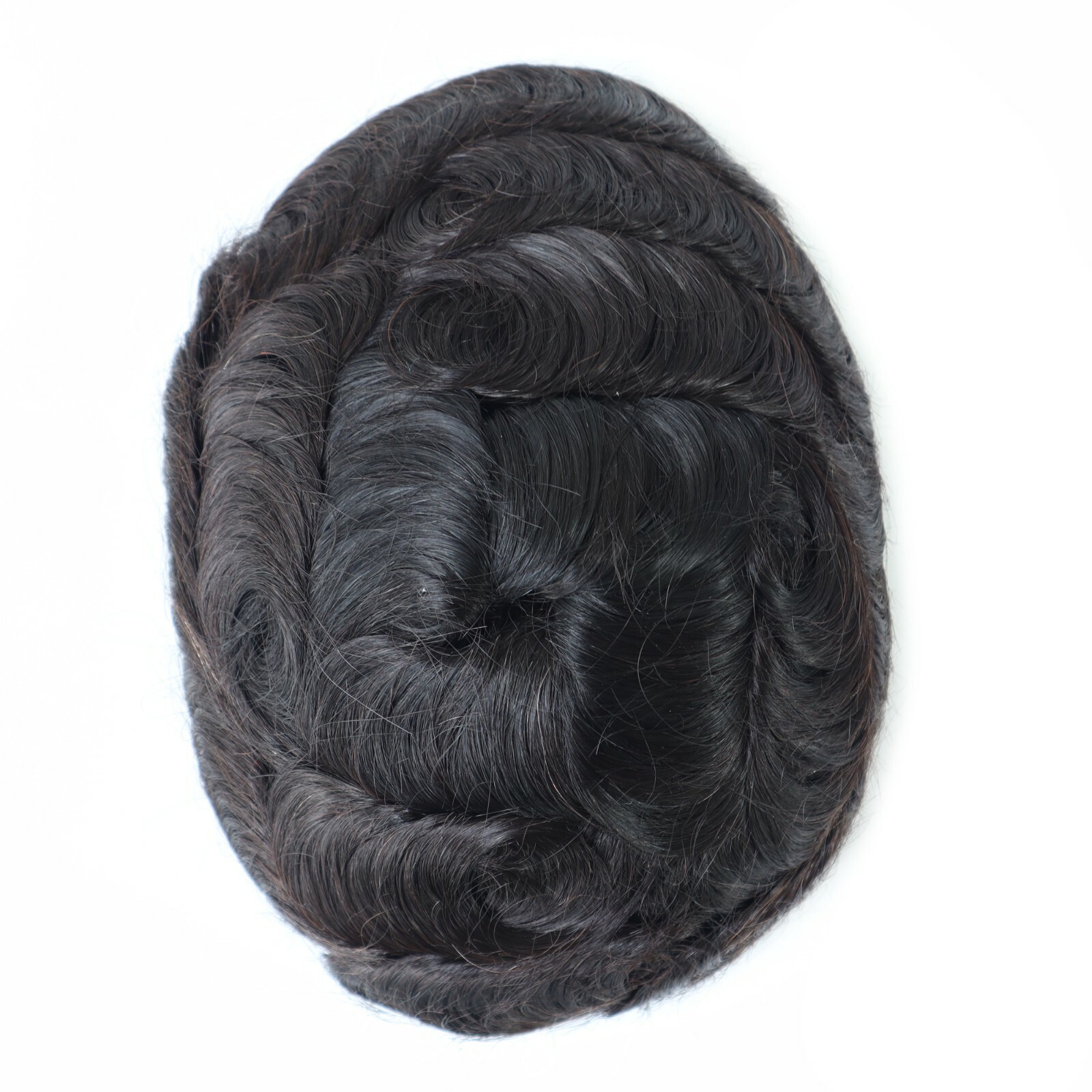 Mens Replacement System Fine Mono Poly Coating Toupee Indian Remy Hairpiece #1B