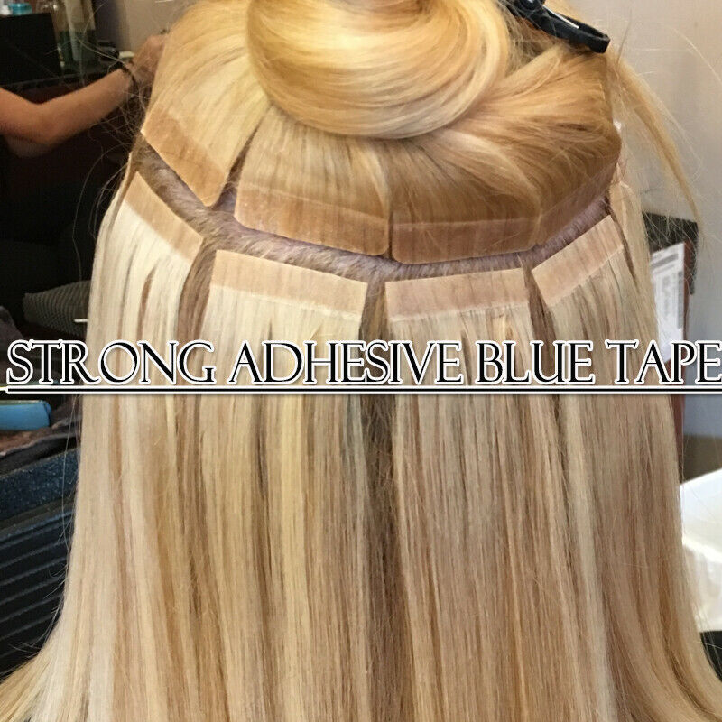 20-60pcs Thick Tape In Real Remy Human Hair Extensions Skin Weft Full Head 100g+