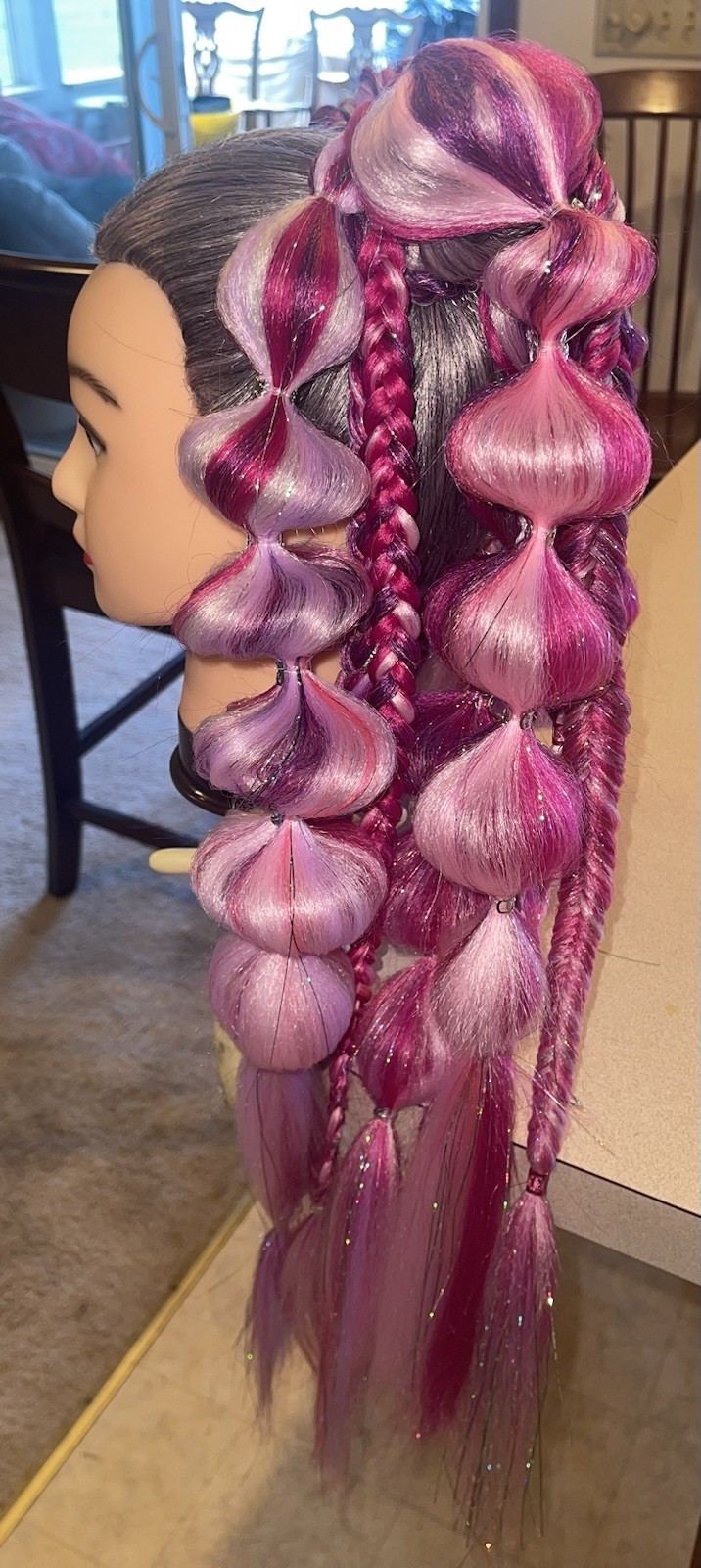 Pink & Purple Handmade Rave/Concert/Festival Pigtail Extensions