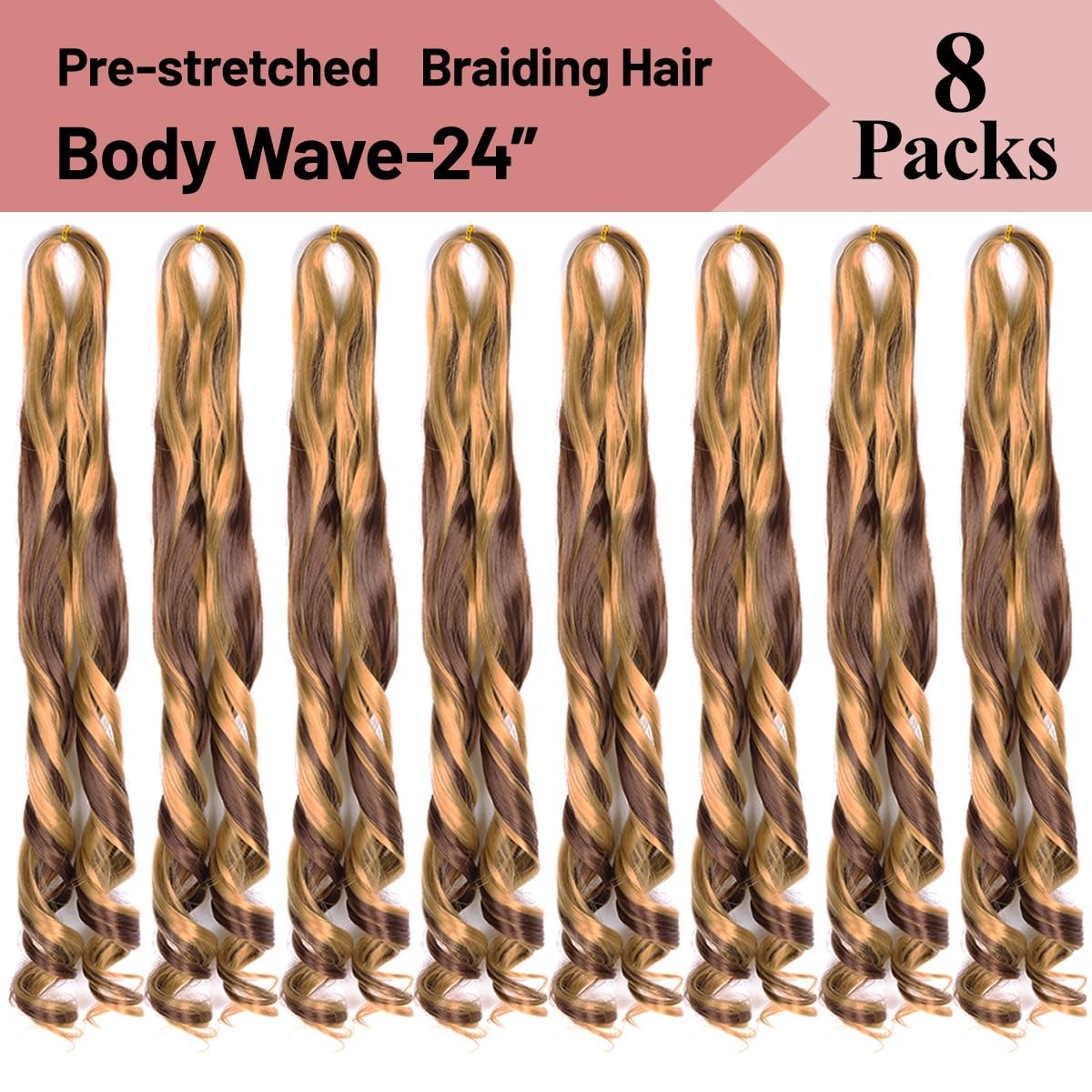 Curly Braiding Hair 8 packs Spanish Curly Braiding Hair P27/33 Bouncy 24 Inch