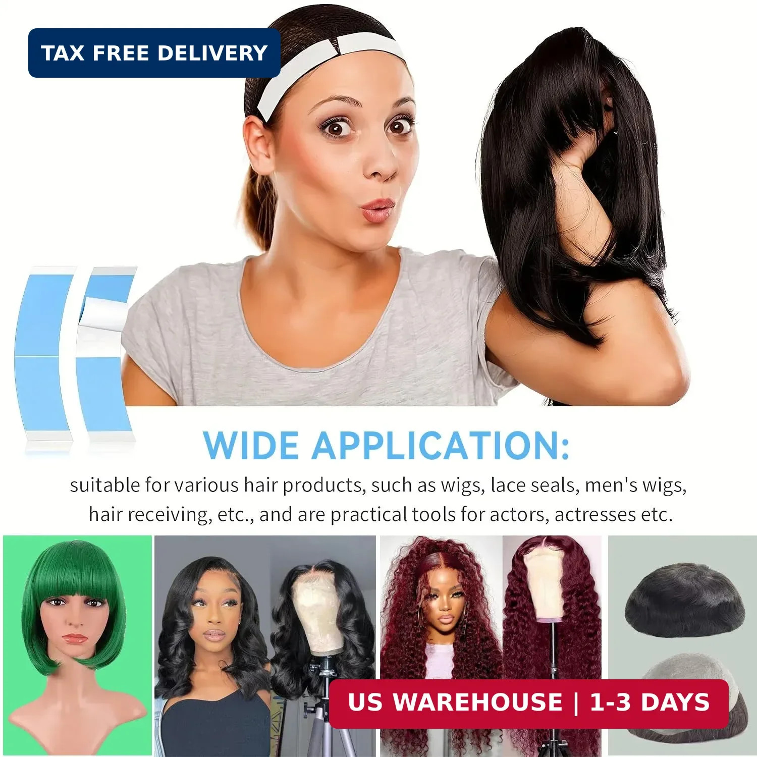60Pcs Wig Tape Double Sided Ultra Hold Waterproof Lace Tape for Wigs-Strong Hold