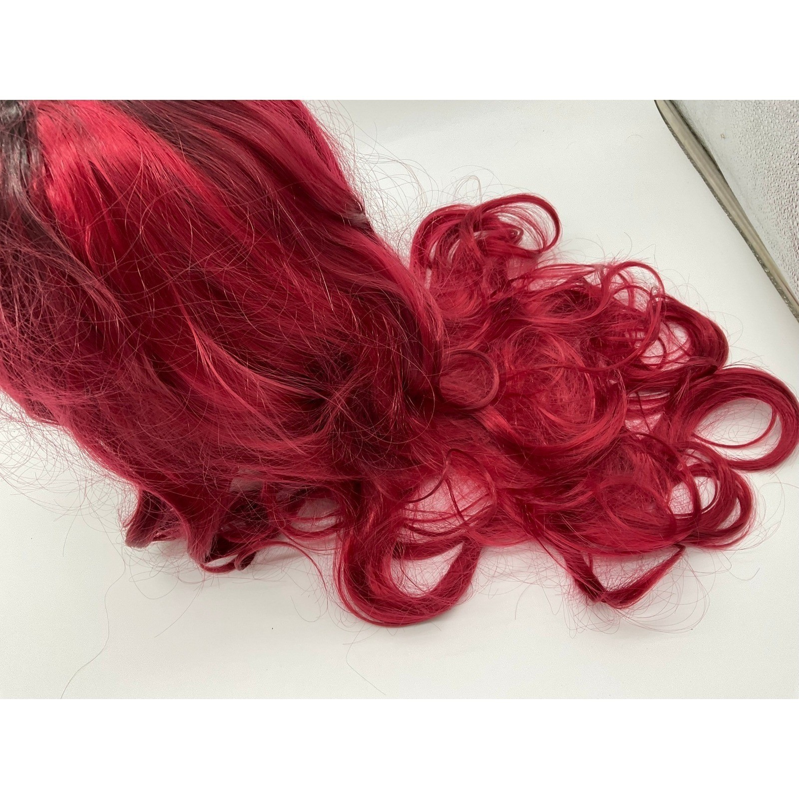 Unbranded Lace Front Wig Women OS Burgundy Red Long Wavy Dark Roots Cosplay