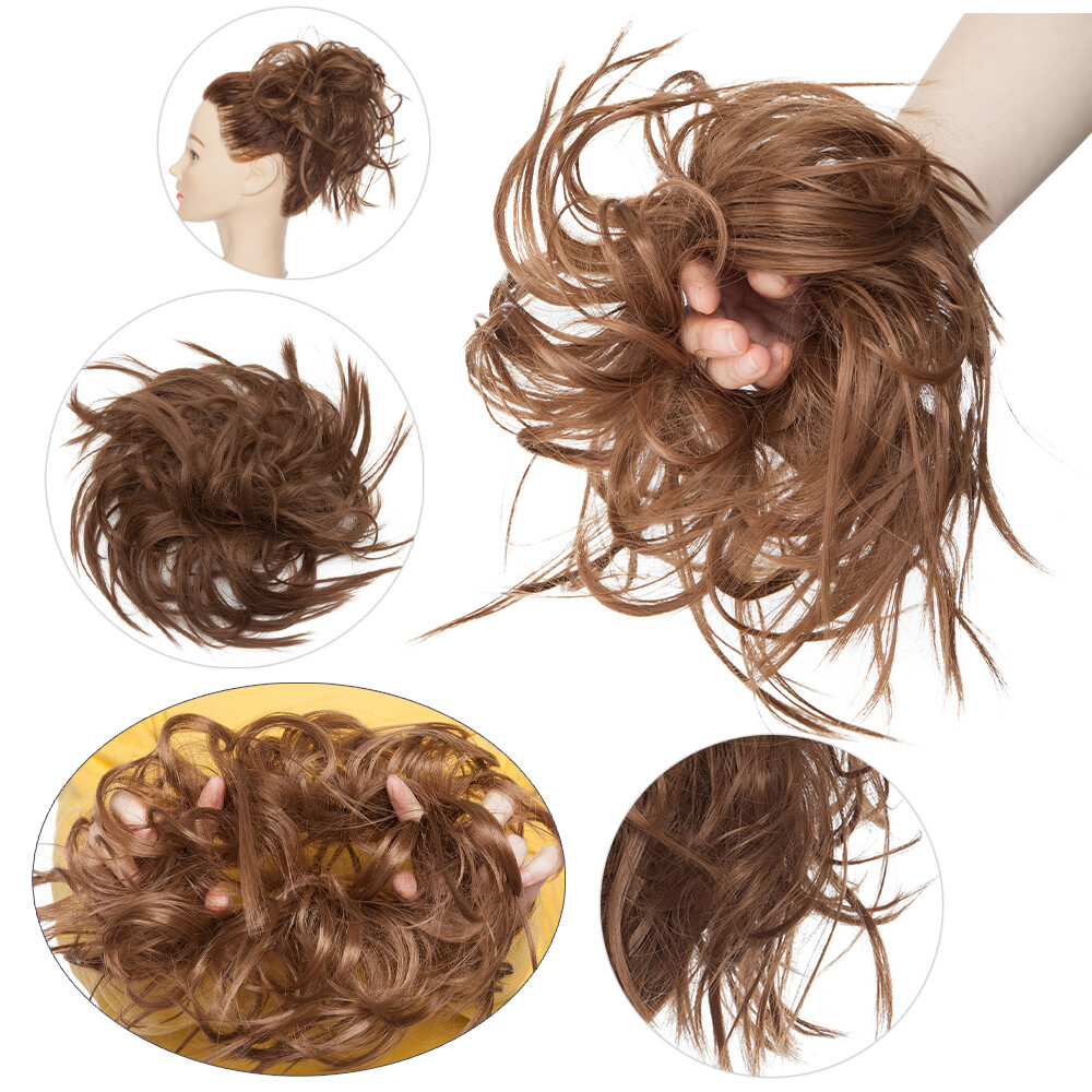 Thick X-Large Messy Bun Hair Piece Scrunchie Updo Wrap Hair Extensions Natural
