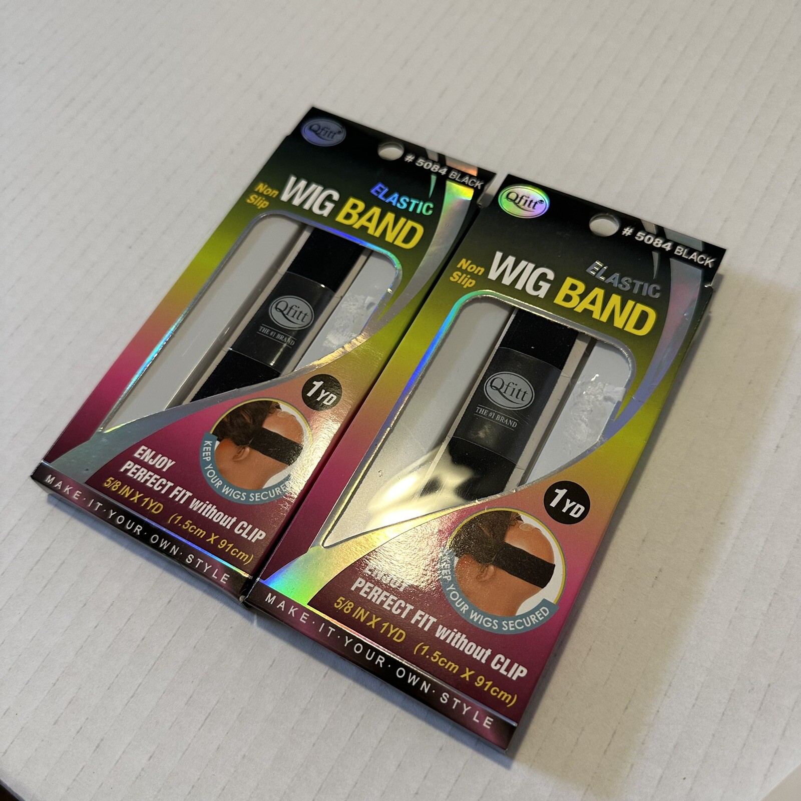 Qfitt Elastic Wig Band Lot Of 2 Black 5084 Non Slip 1 Yard Each New In Box