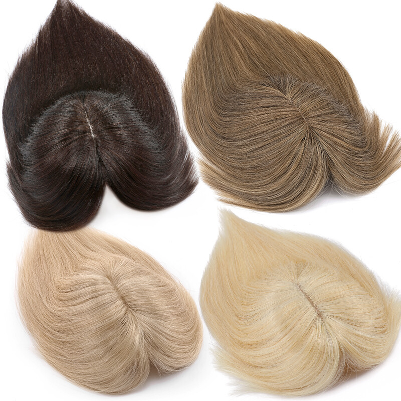 Russian Human Hair Mono Silk Women Topper REMY Hairpiece Toupee Wigs FULL 130%