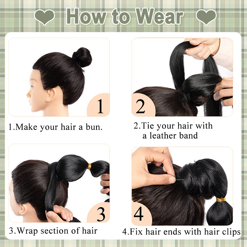 Braid Ponytail Extension w/ Elastic Tie Straight Wrap Around Braid Pony Tail 34″