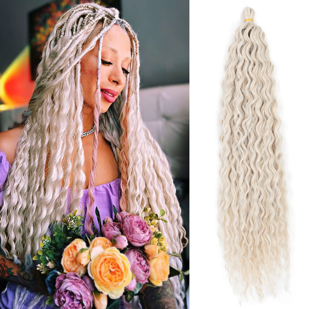 22″ Deep Wave Twist Crochet Braids Afro Curl Synthetic Braiding Hair Extensions