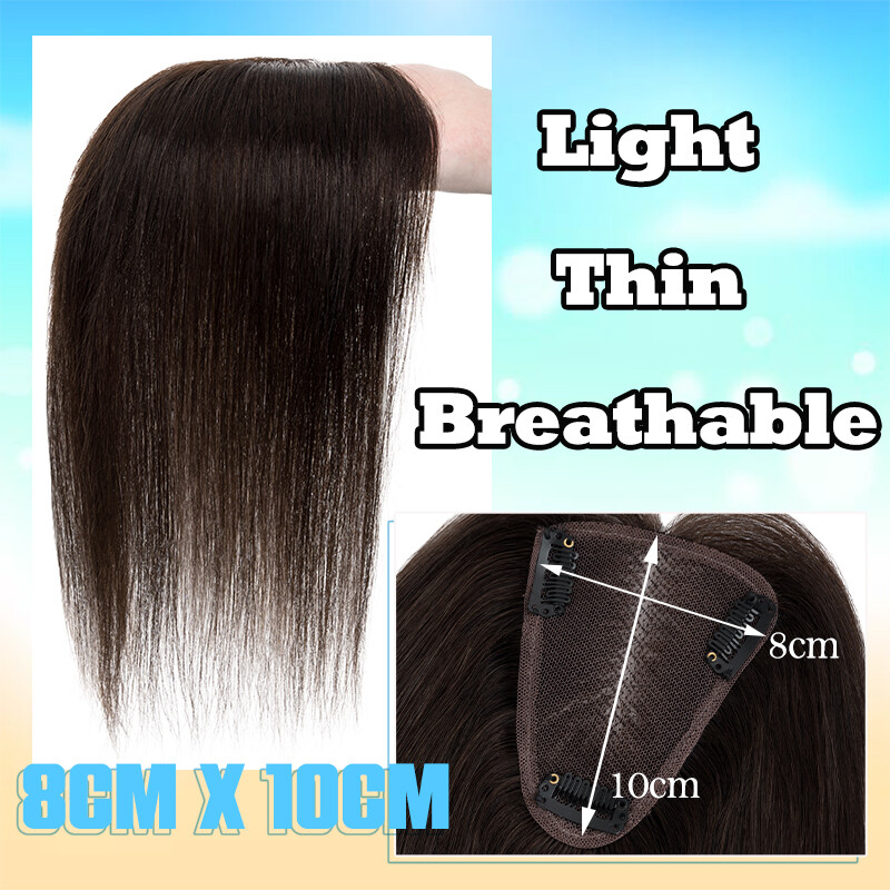 Full Lace Topper Clip in Real Remy Human Hair Toupee 8x10CM Hairpiece Free Part