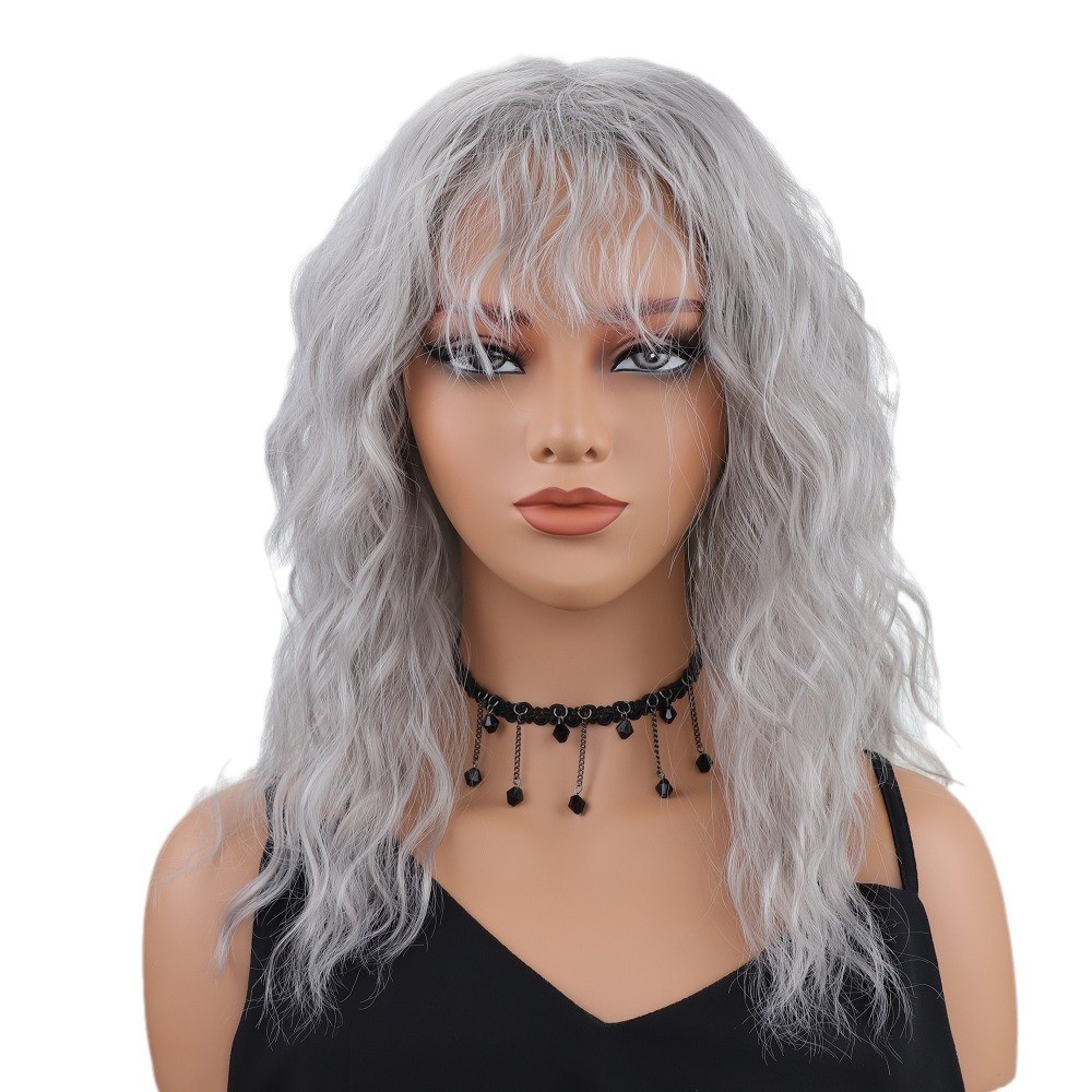 European Style Long Water Wave Wig for Women Heat Resistant Synthetic Fiber