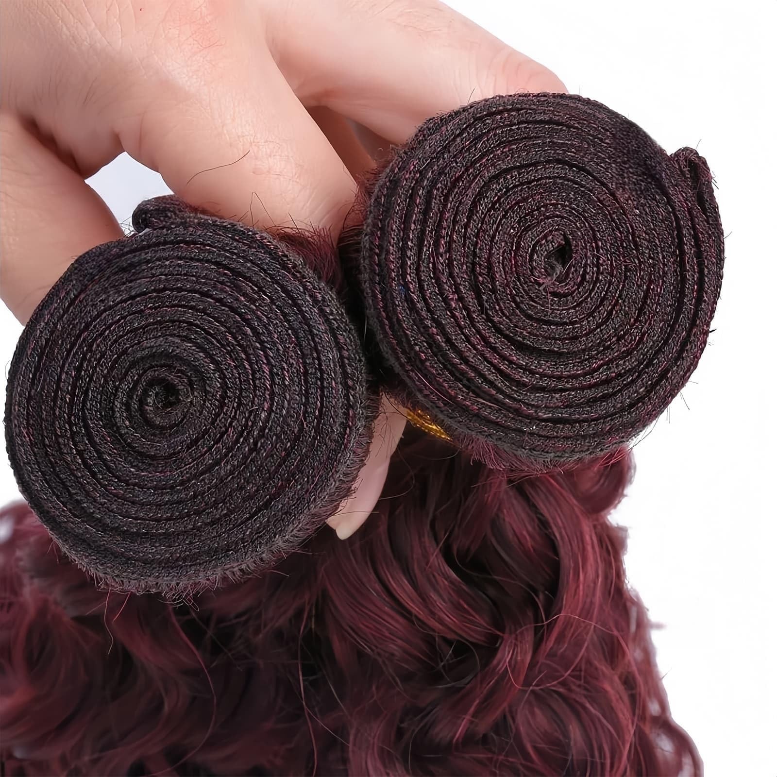 Lumwav Burgundy Deep Wave Bundles Human Hair 99J Color 24 26 28 Inch Brazilian
