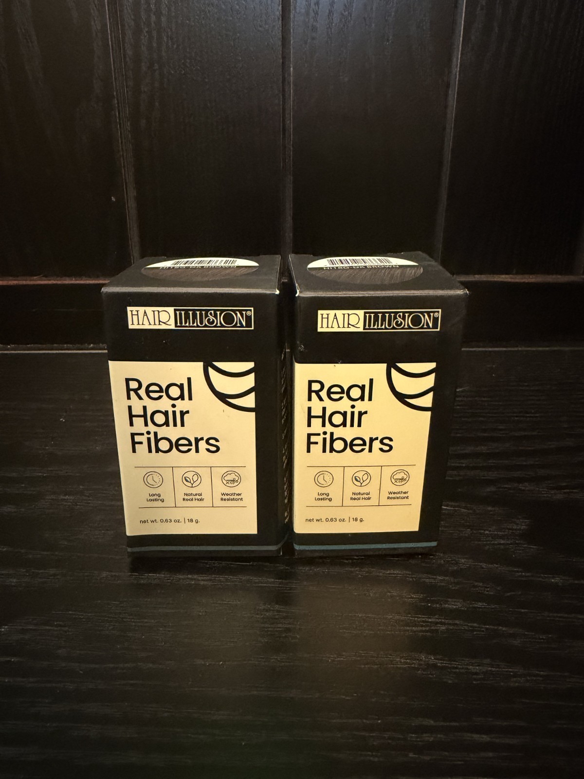 Hair Illusion 100% Real Hair Fibers 18g Dark Brown 2 Pack Open Box Authentic