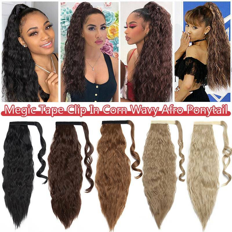 Extra Thick Real Wrap Ponytail Clip In Hair Extensions Pony Tail Long Curly Wavy