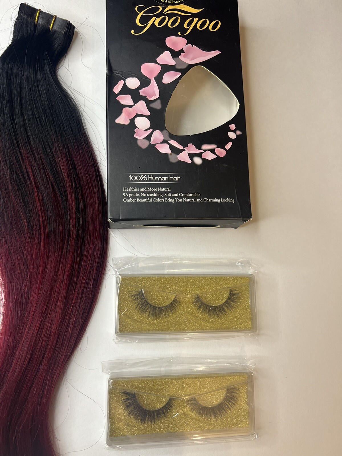 16 + 18 INCH GOO GOO RED/BURGUNDY TAPE IN HUMAN HAIR EXTENSIONS