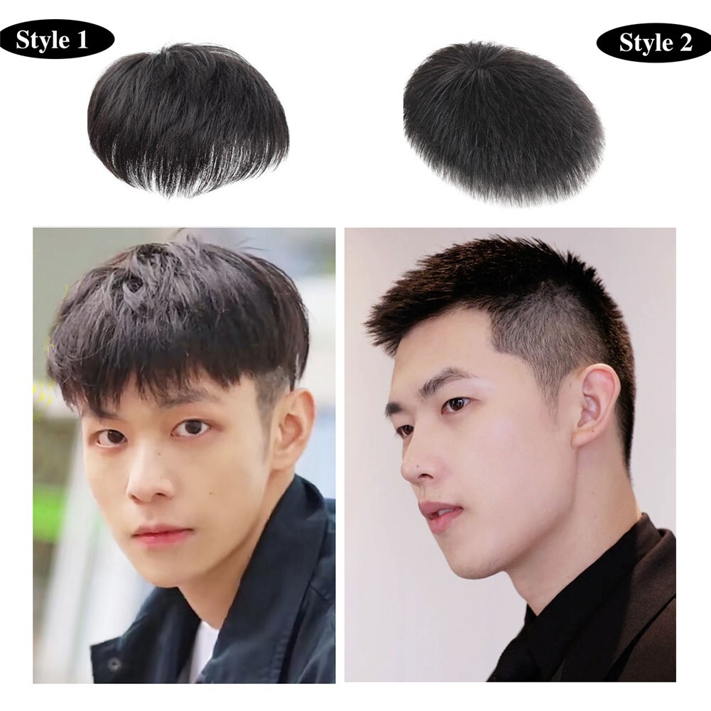 Men’s Short Toppers Hairpiece Real Human Hair Clip in Crown Tape Hair Pieces Wig