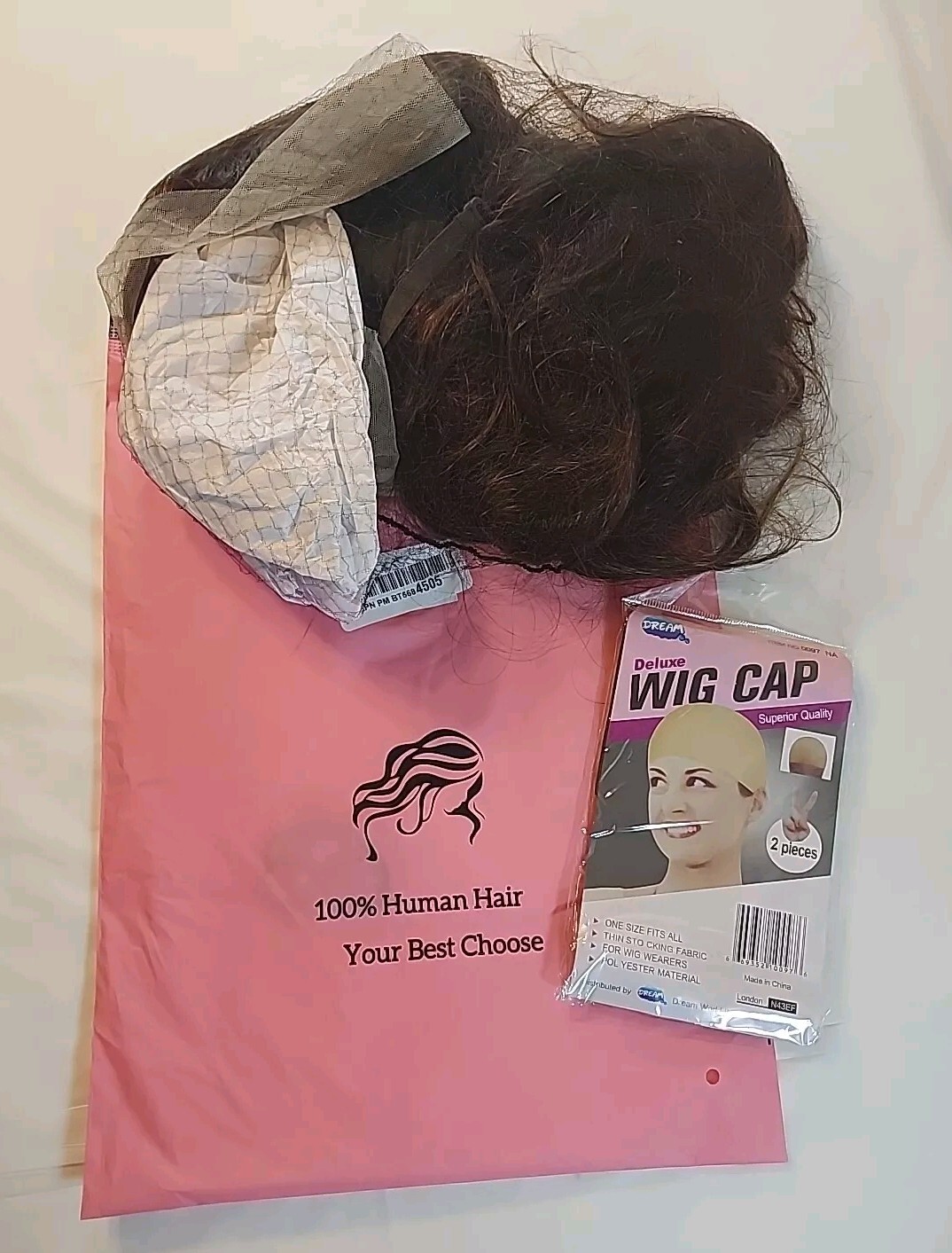 human hair wigs/ 100% Human Hair ( 2 Pack Deluxe Wig Cap Included ).