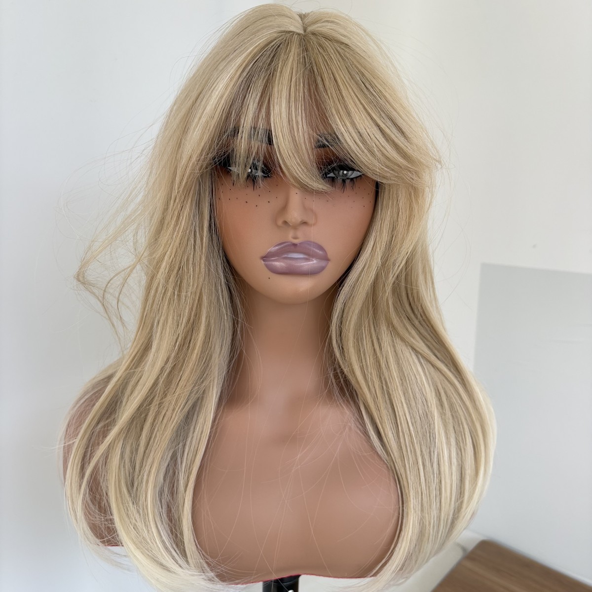 Straight Heat Resistant Synthetic Hair Costume Wig With Bangs Mixed blonde