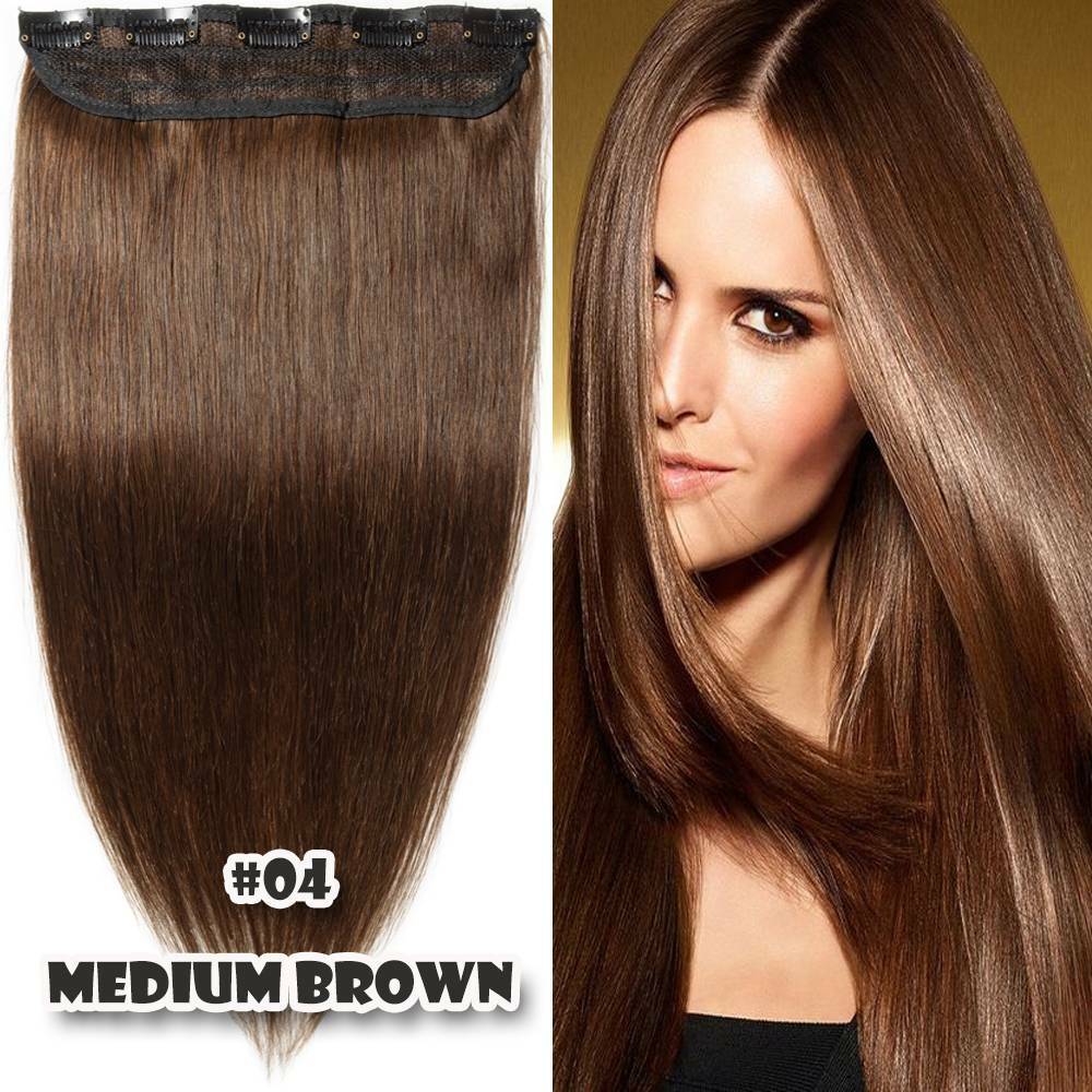 Russian 100% Remy Human Hair Extensions One Piece Clip In 3/4Full Head Weft Long