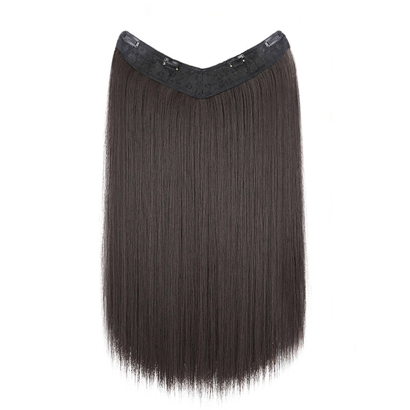 Long Hair Extension Clip in Hair One Piece V-Shaped Natural Hairpiece for Women