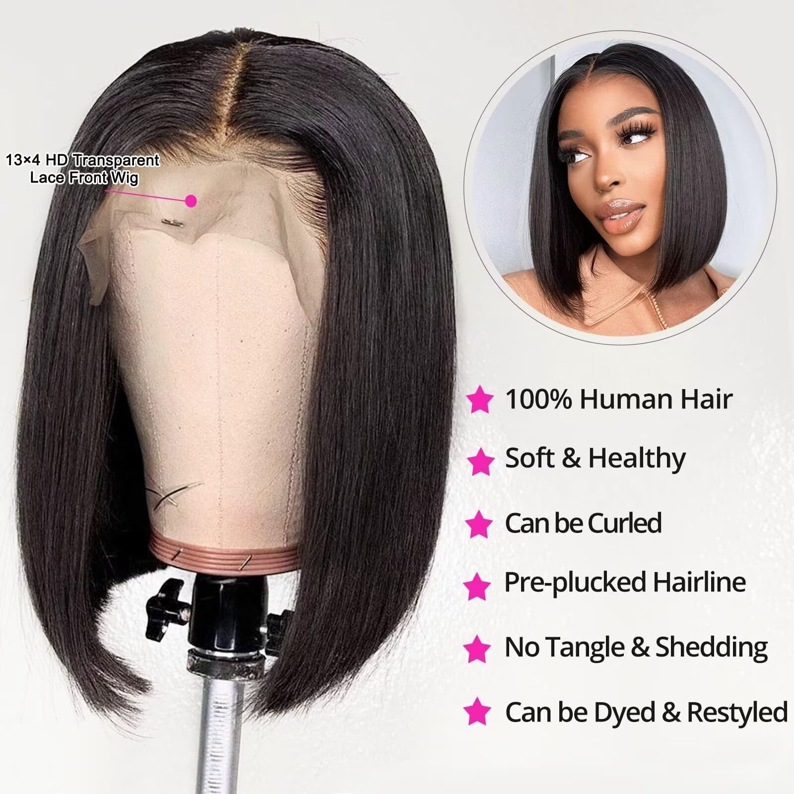 Imayli Bob Wig Human Hair 13X4 Frontal Lace Wig Human Hair 180 Density Glueless