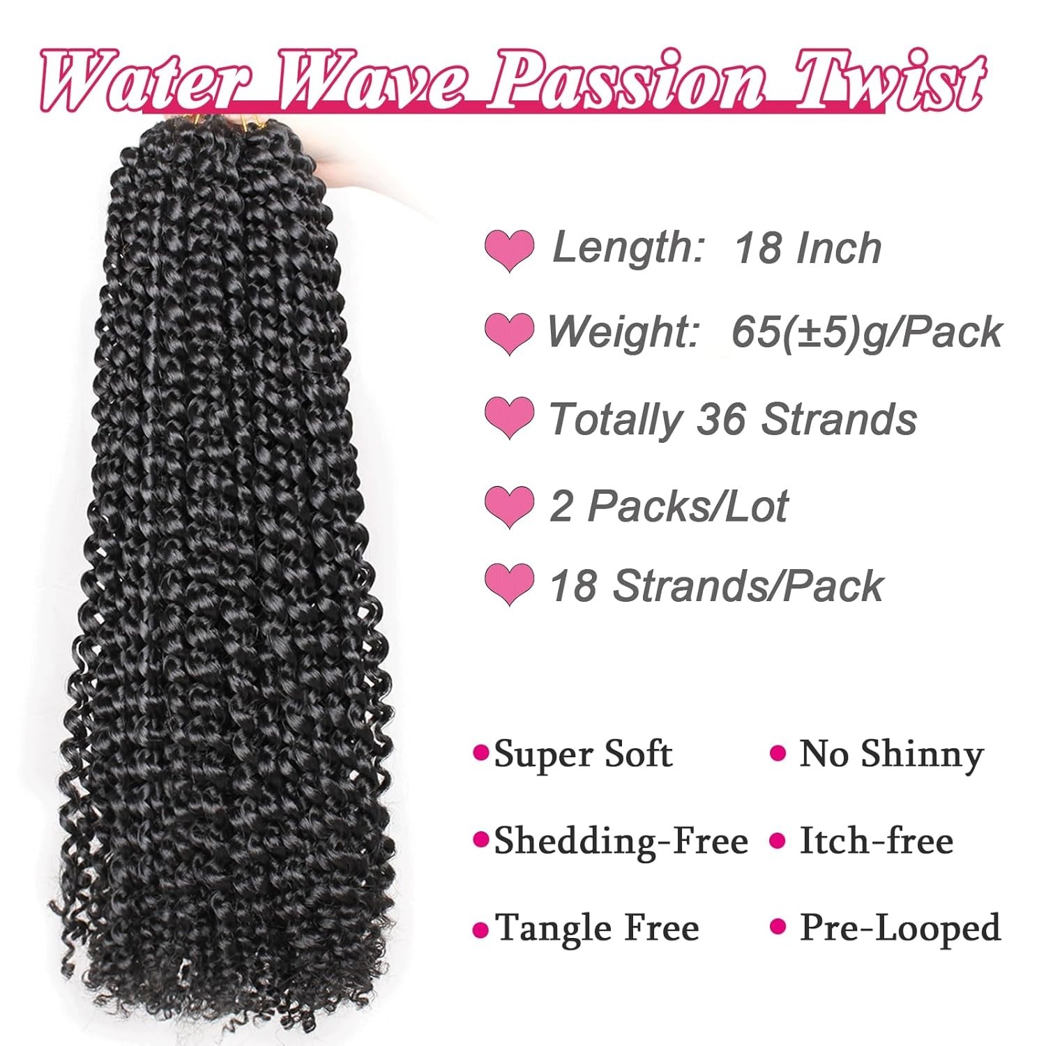 Natural Black 18 Inch Passion Twist Hair – Breathable & Easy Install (Pack of 2)