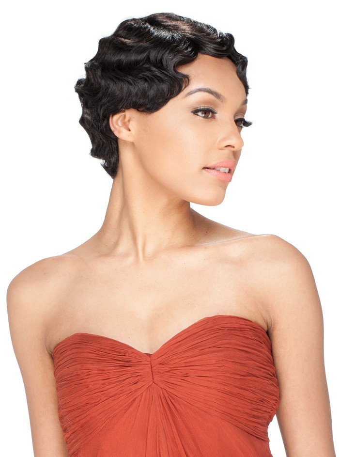 MADAME by Sensual Short Finger Wave Synthetic Full Wig Mommy Wig Style