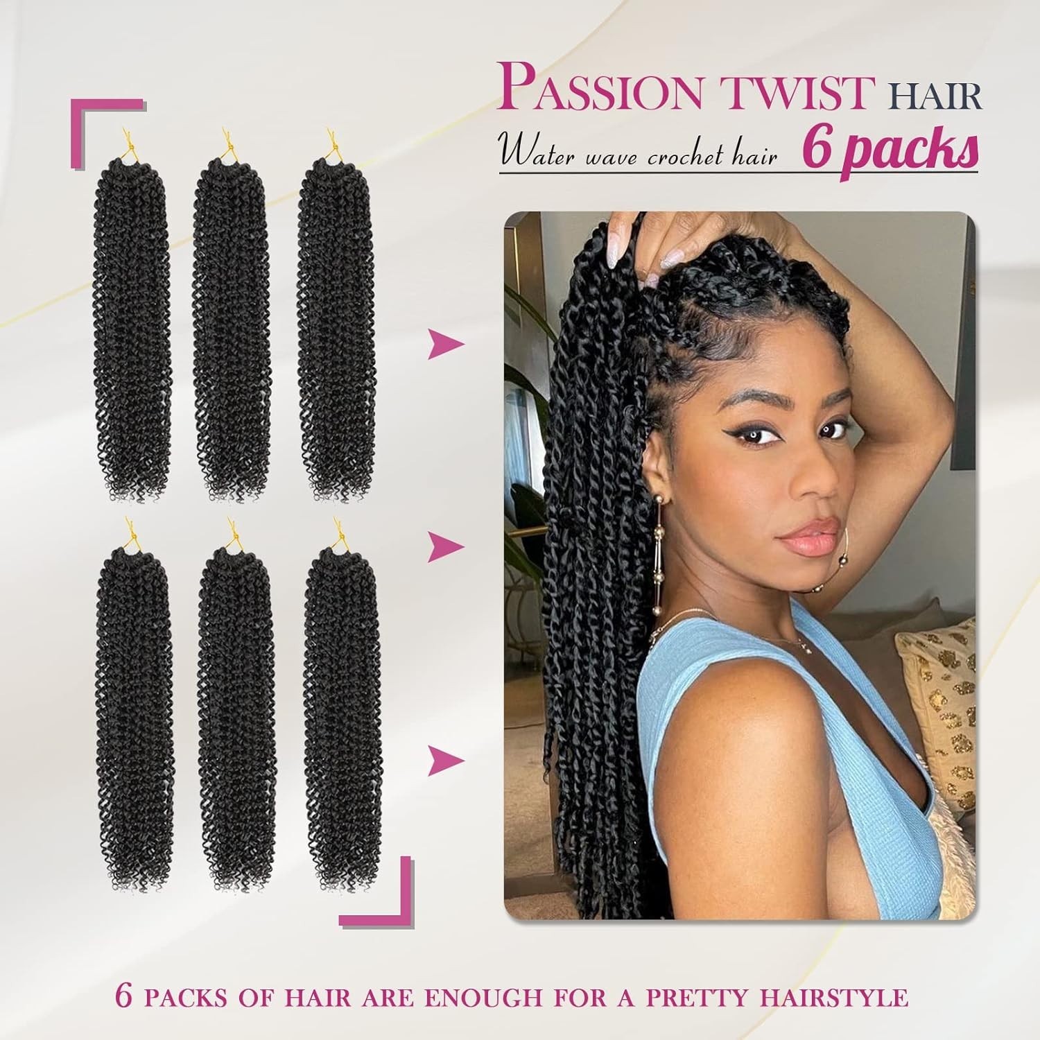 Soft & Lightweight 18 Inch Water Wave Crochet Braids – Pack of 6 for All Styles