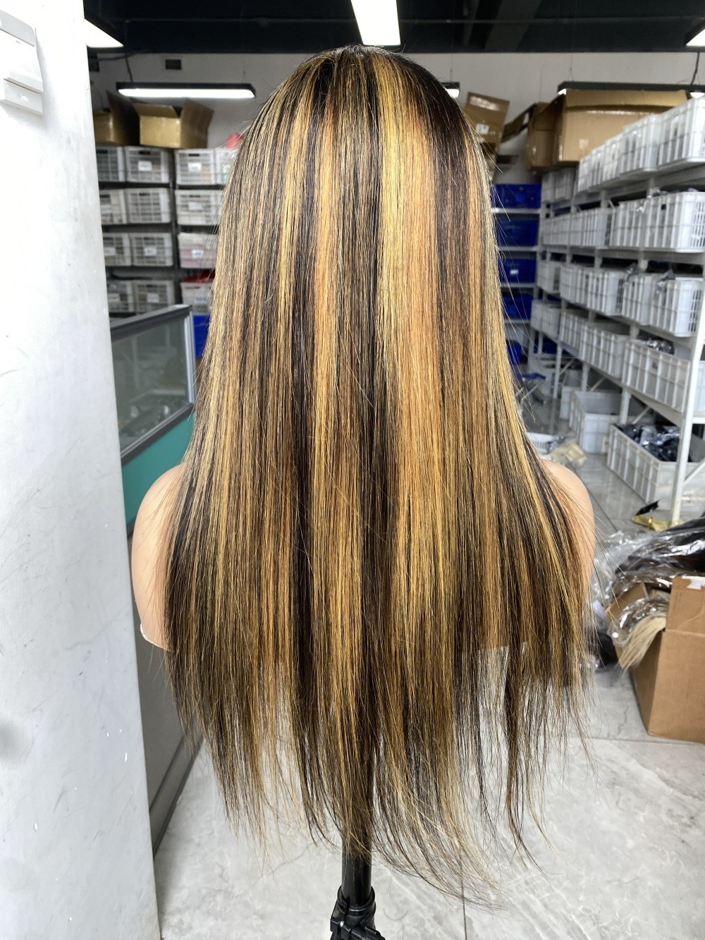 18″ 1b/27# Straight 13*4 lace frontal wig Human hair For women