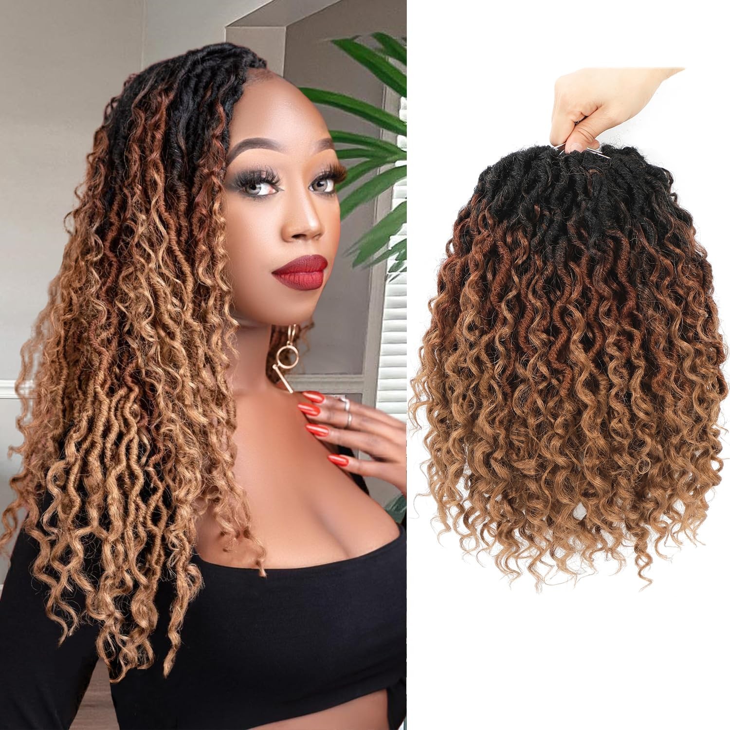 Goddess Locs Crochet Hair 14 Inch Faux Locs Crochet Hair for Black Women 6 Pa…