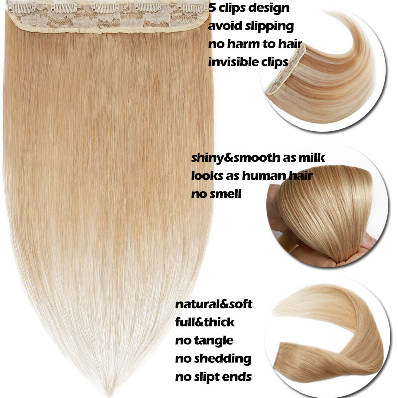 One Piece Clip In 100% Human Hair Extensions Straight/Wavy Many Color Hot Sale