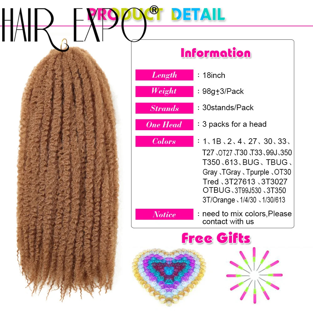18 Inch Ombre Marley Hair Synthetic Braiding Hair for Afro Kinky Twist Braiding