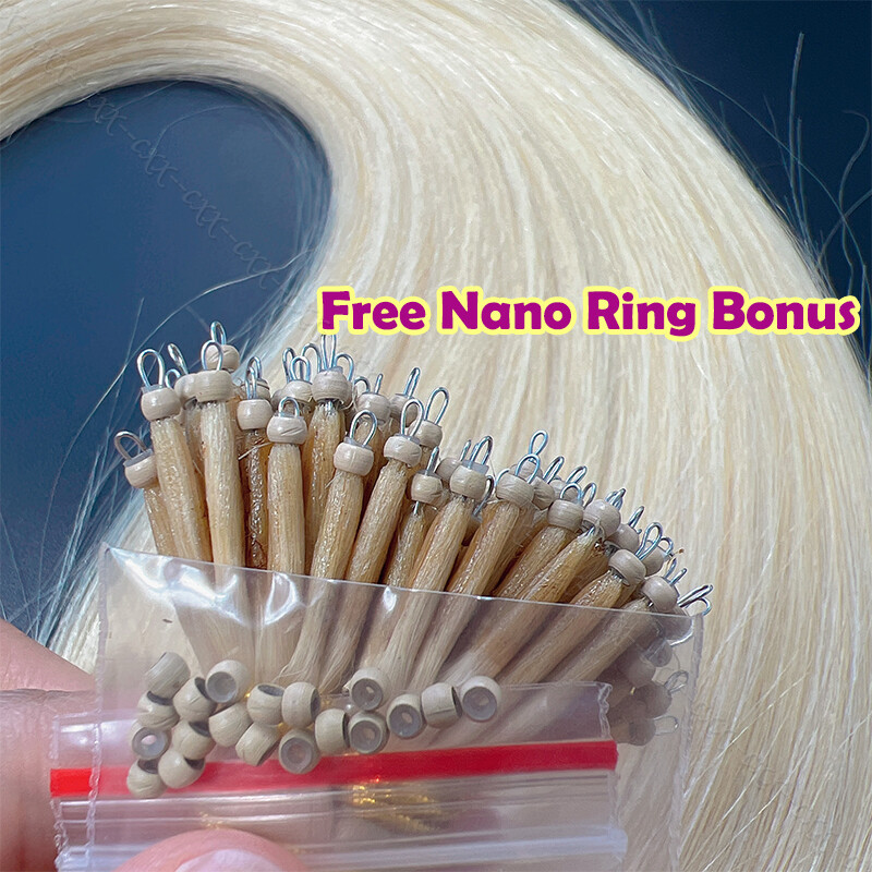 300PCS THICK 100% Remy Human Hair Extensions Nano Ring Micro Loop Beads Tip Hair