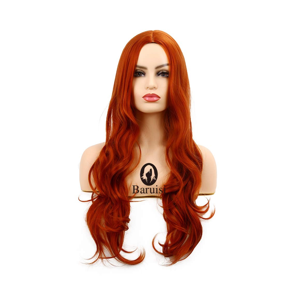 Orange Wigs for Women Long Curly Wavy Synthetic Hair Natural Middle Parting H…