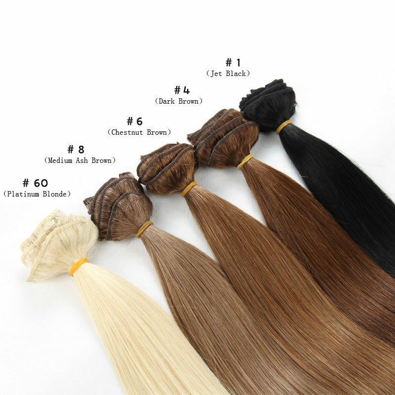 8PCS Clip In Real 100% Human Hair Extensions Full Head 16 18 20″ Straight Ombre