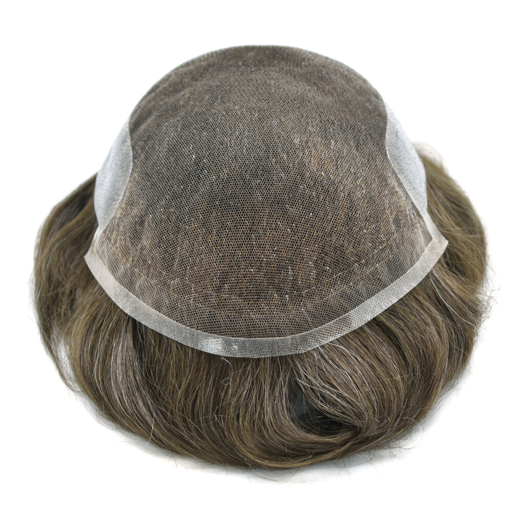 French Lace Front Mens Toupee Poly Pu Hairpiece Natural Hair Replacement Systems