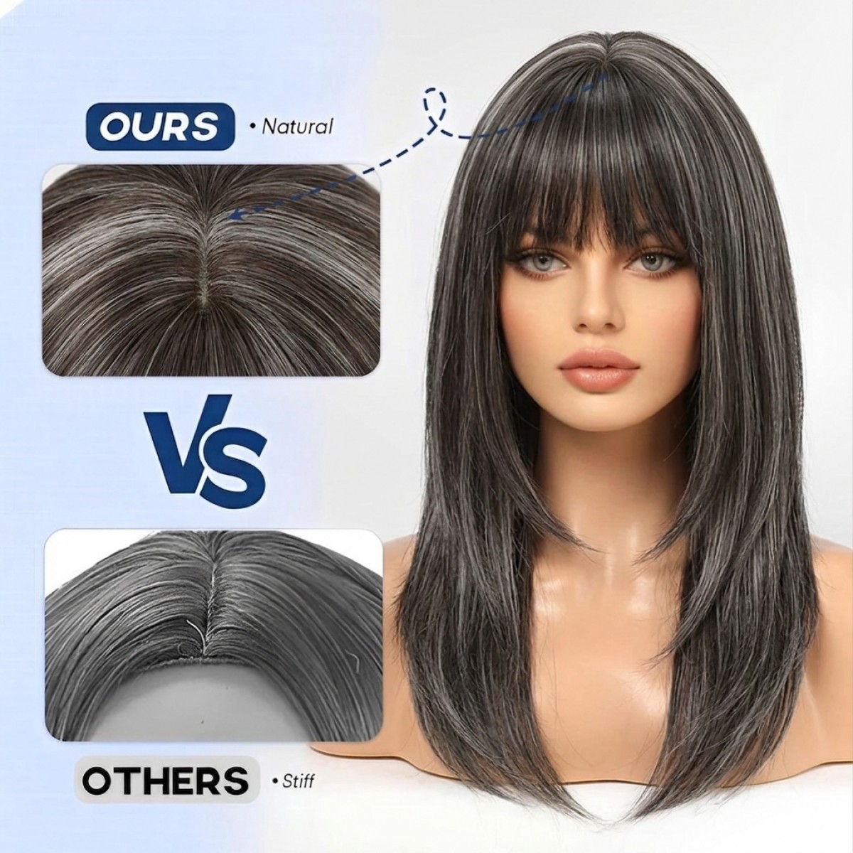 Cosplay Wigs With Bangs Short Straight Synthetic Hair Mixed Brown blonde