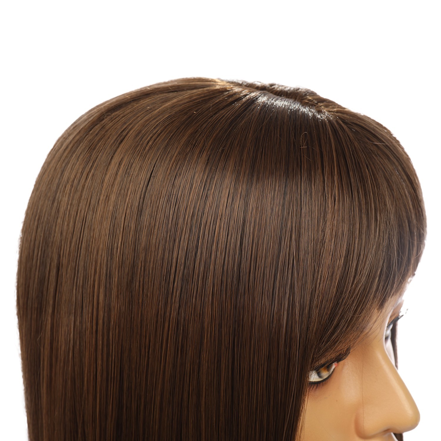 55cm Color Brown High Temperature Fiber Hair Wigs With Bangs For Women Rose net
