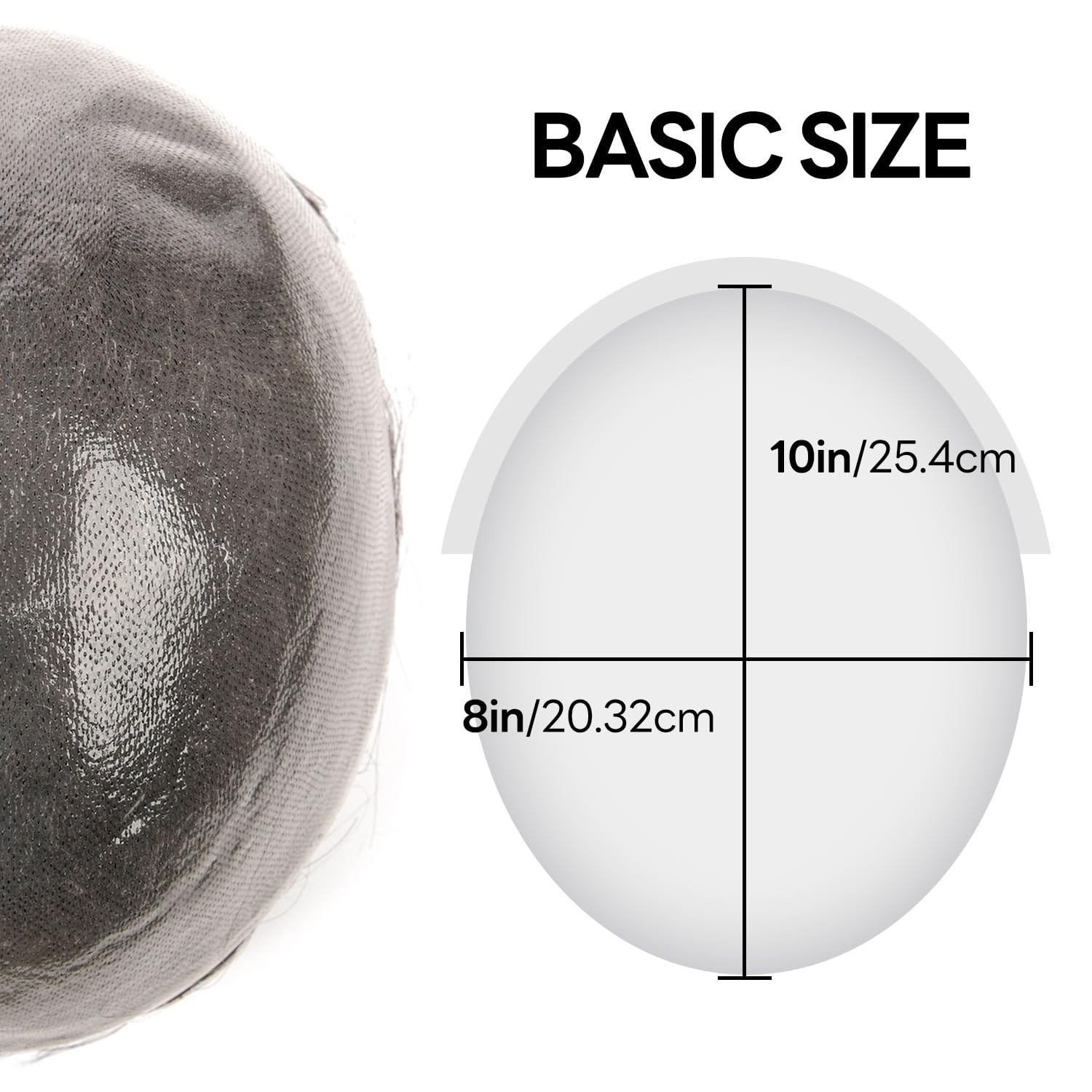 0.04mm Ultra Thin Skin Toupee For Men V-looped – Off Black – Light/Med Density
