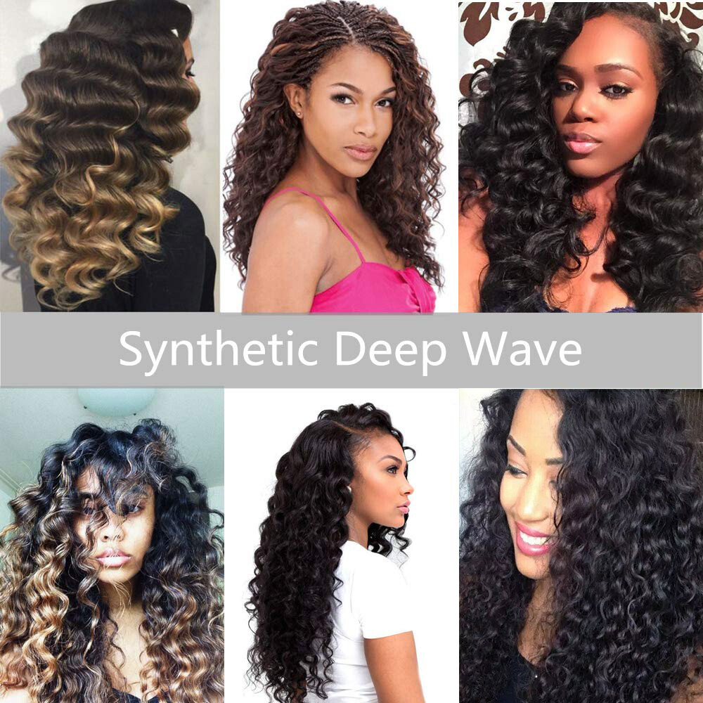 22″-28″ Deep Wave Twist Crochet Hair Afro Curls Ombre Braiding Hair Extensions