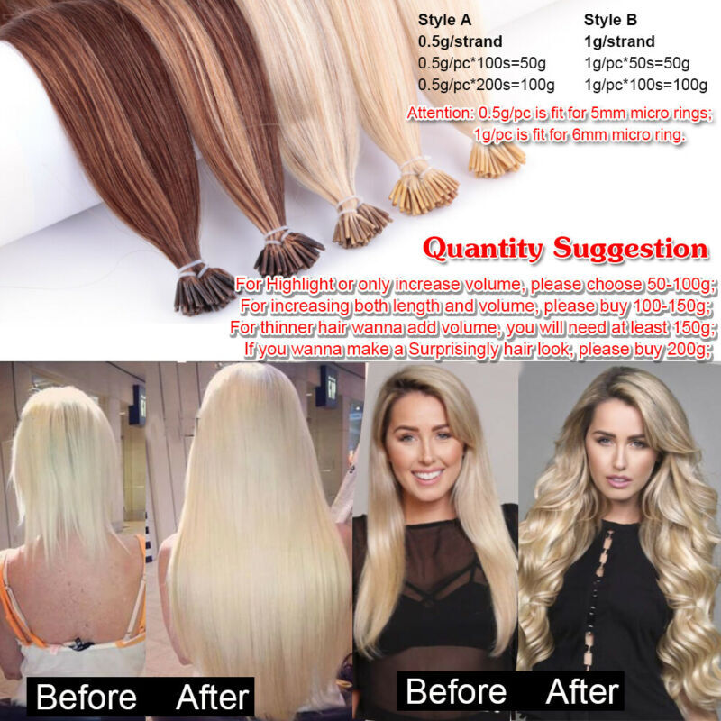 200 Strands I Tip Stick Pre-bonded Keratin 100% Remy Human Hair Extensions THICK