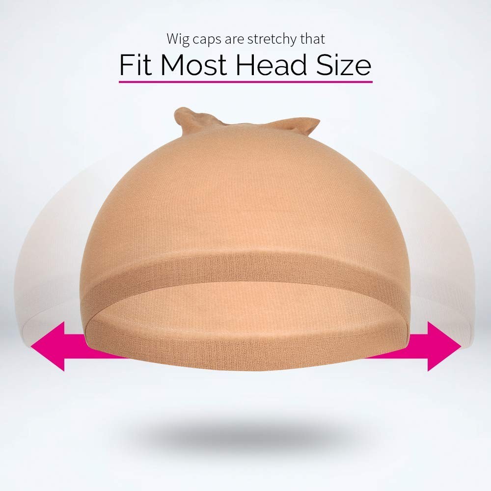 Comfort Fit Light Brown Wig Caps – 4-Pack Stretchy Nylon, One Size Fits Most