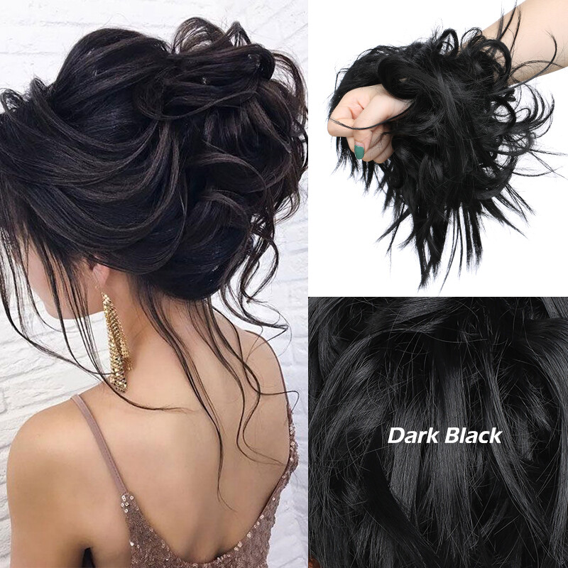 7″ Fluffy Messy Bun Scrunchie Updo Ponytail Hair Extensions Curly Natural Thick