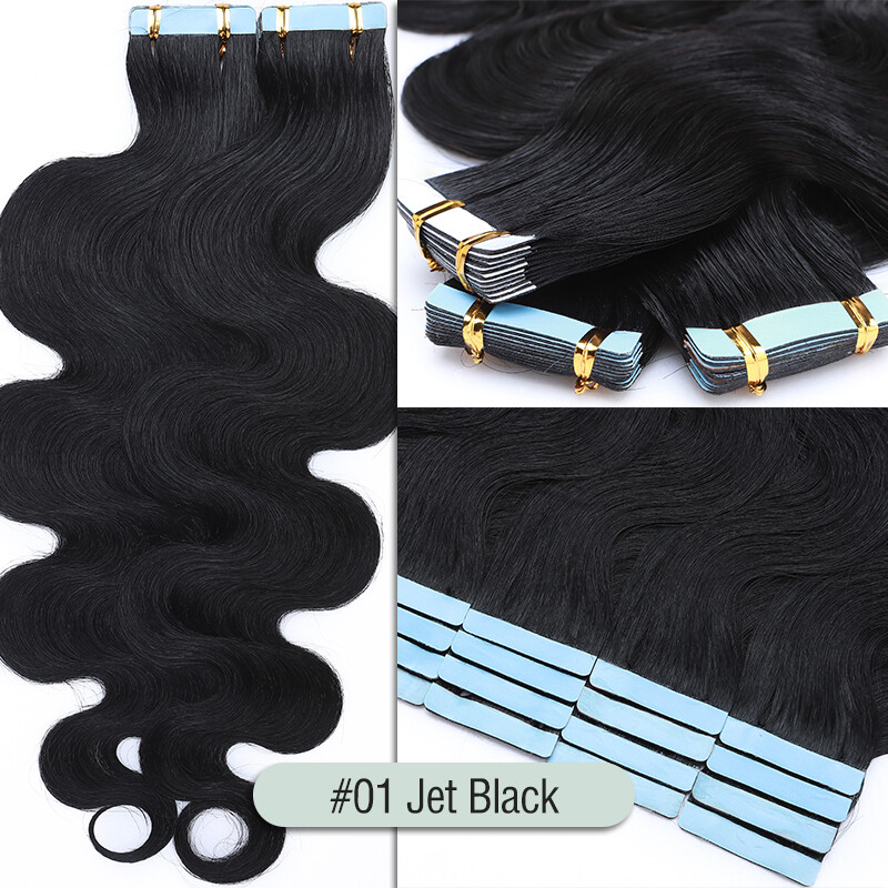 Body Wave Tape In Hair Extensions 100% Remy Human Hair Skin Weft 20/40/60pcs