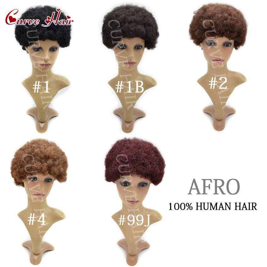 Short Afro Wig Human Hair Afro Kinky Curly Wig for Black Women Natural Brazilian