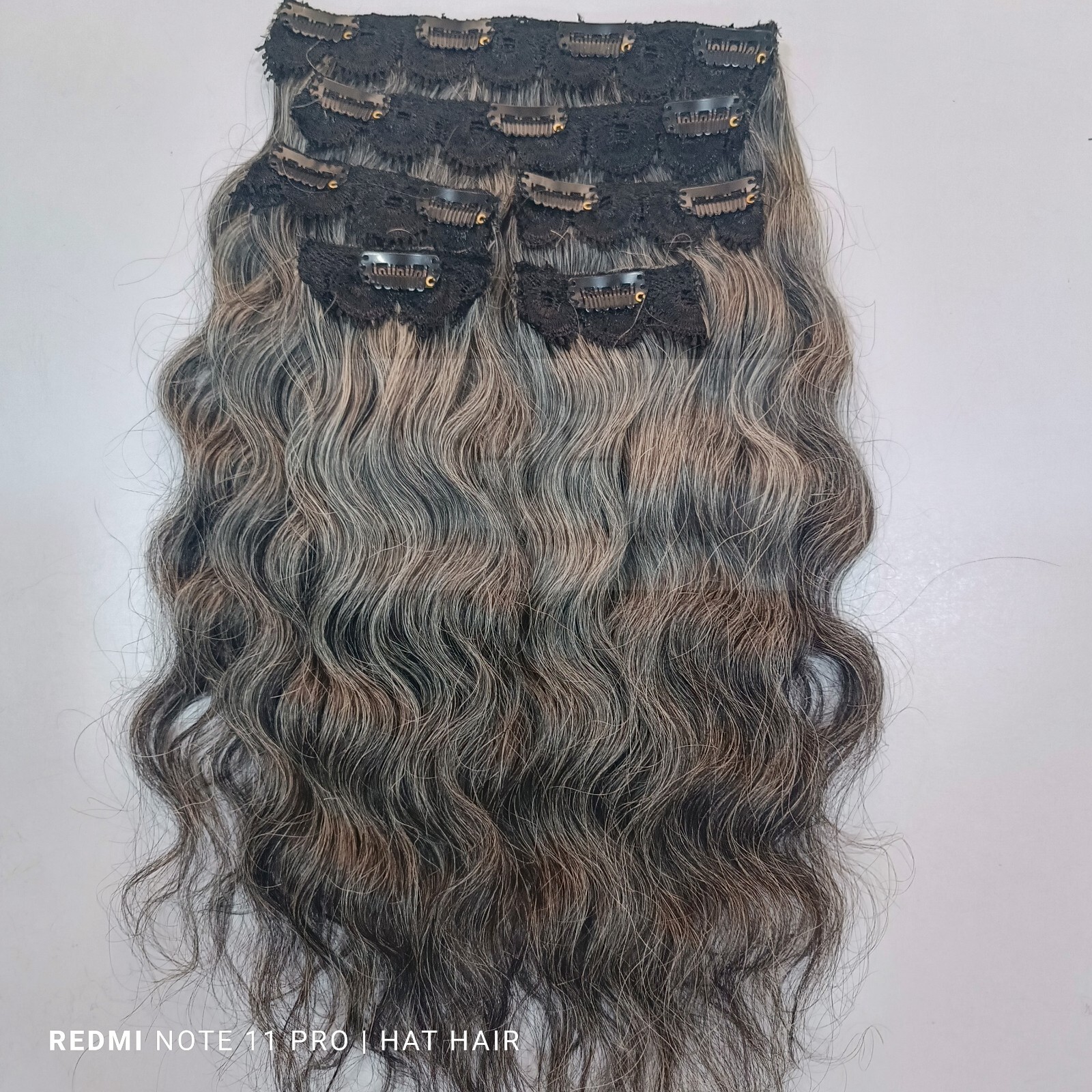 Grey Wavy Clip Hair Extensions-Grey Salt And Pepper Clip Hair Extensions