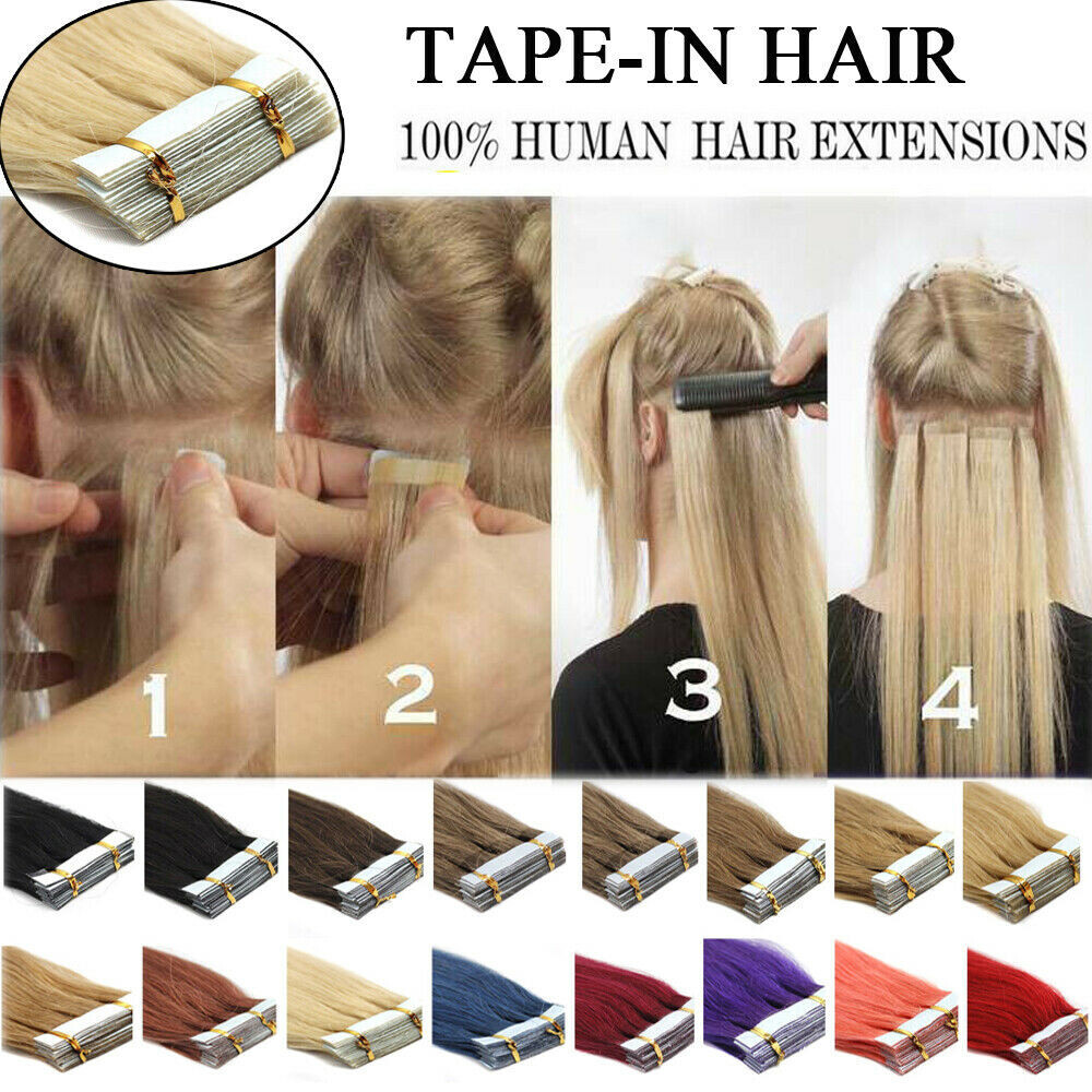 Tape in Human Hair Extensions Skin Wefts Premium Remy Hair Highlight BlondeWomen