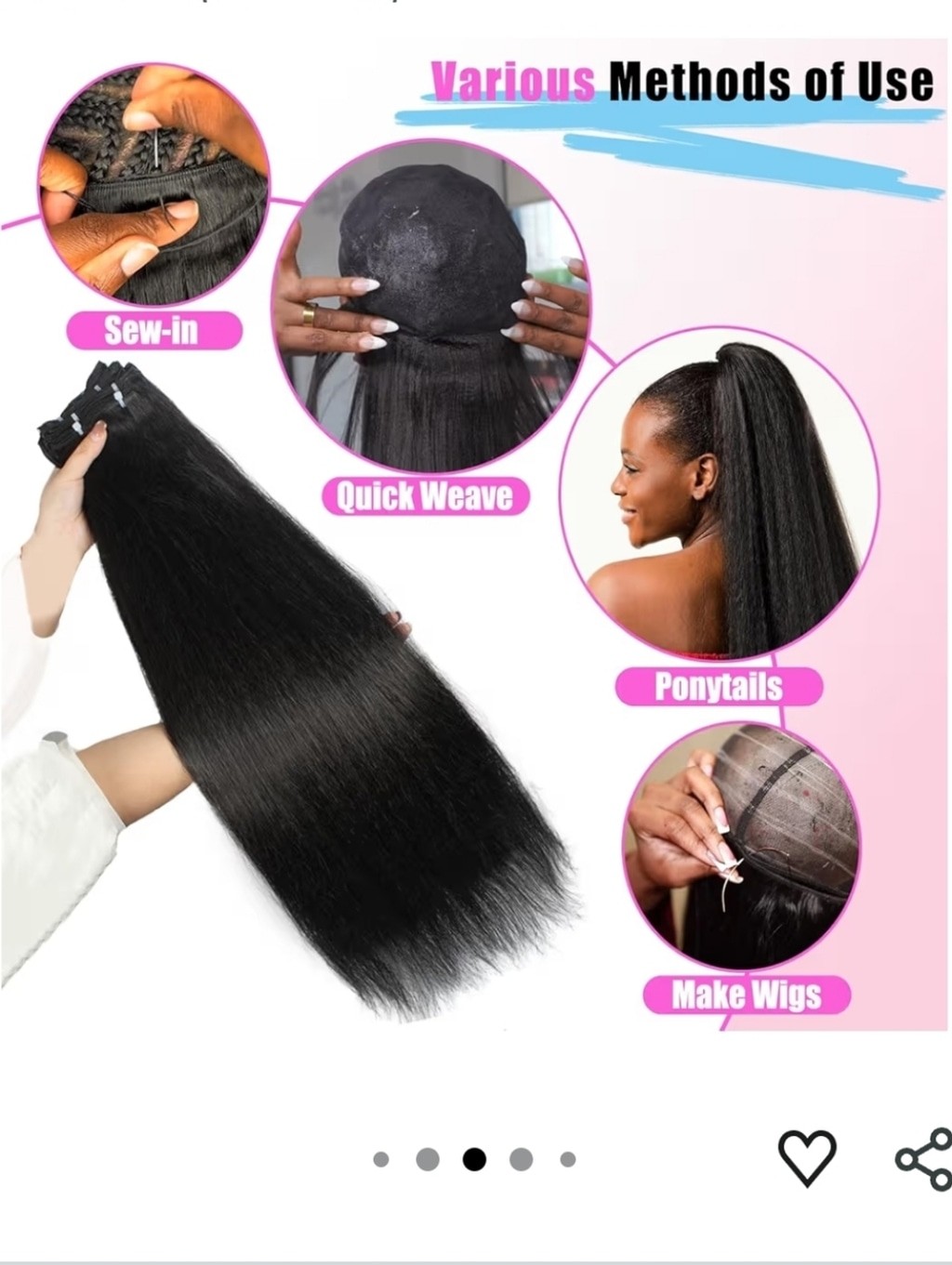 Yaki Straight Hair Bundles Pure Protein Fiber 6 Bundles, 30 Inches