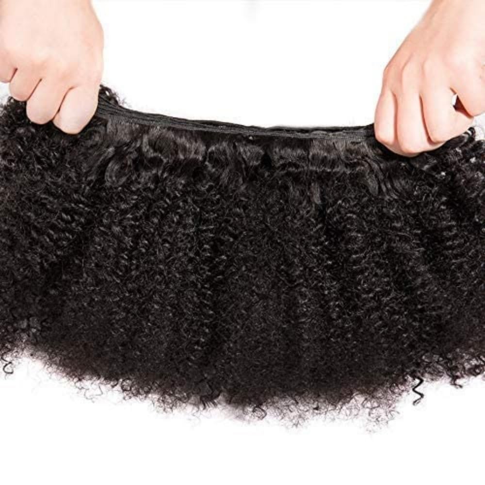 Feibin Mongolian Afro Kinky Curly Bundles Human Hair Bundles 10 12 14 Inches 4B