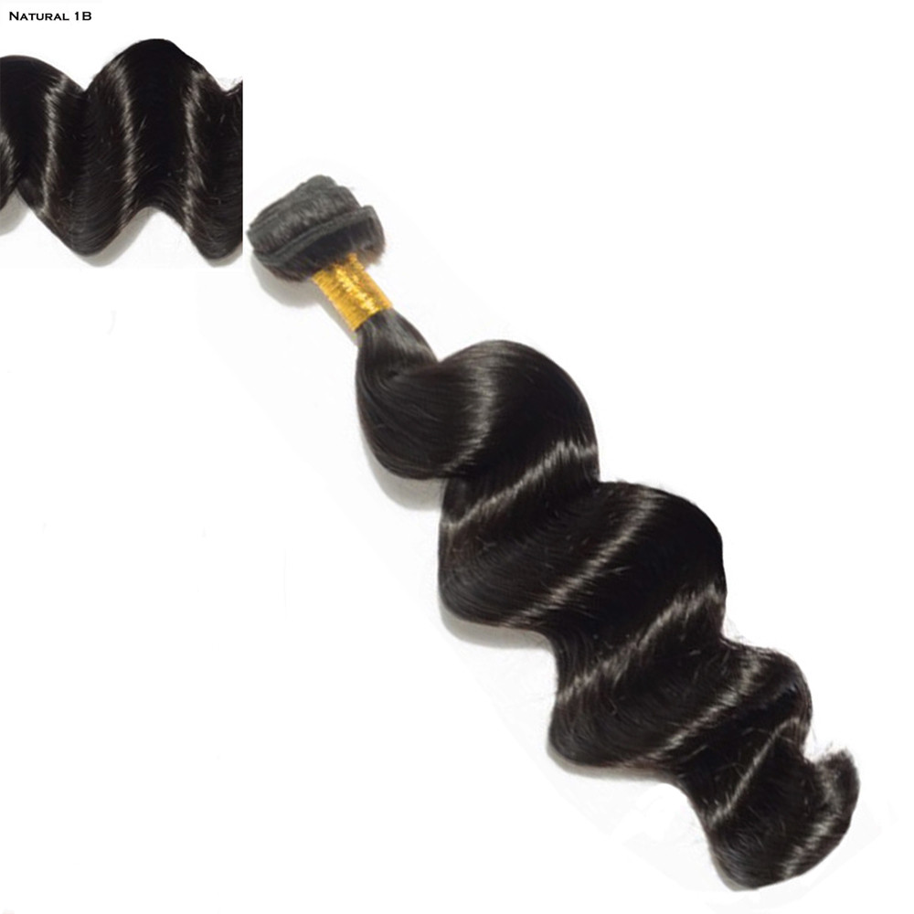 Loose Wave 9A Remy Human Hair 1 or 3 Bundles 100g/Bundle Sew In Natural black