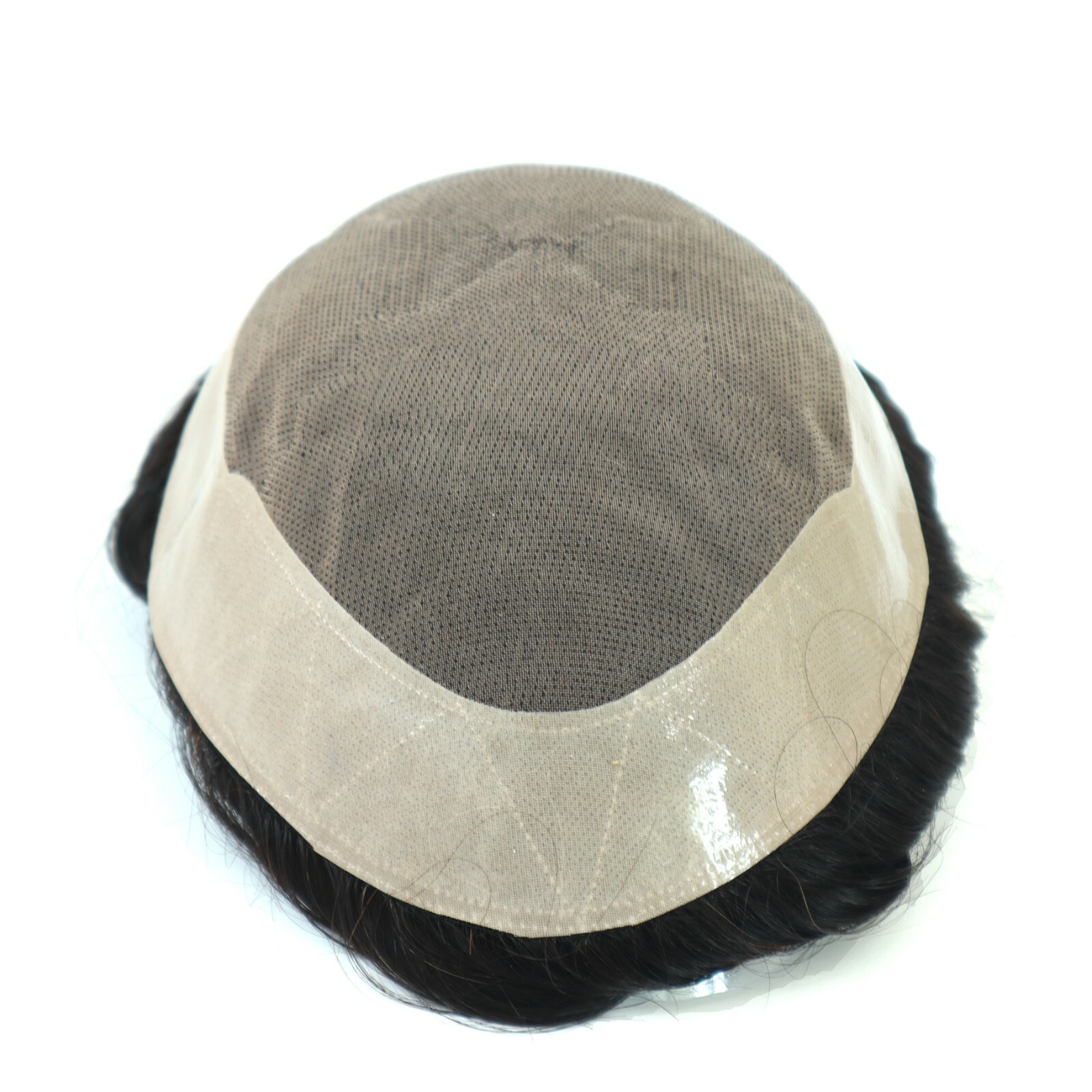 Mens Hair Replacement System Fine Mono Poly Skin Toupee Human Grey Hair #1B20