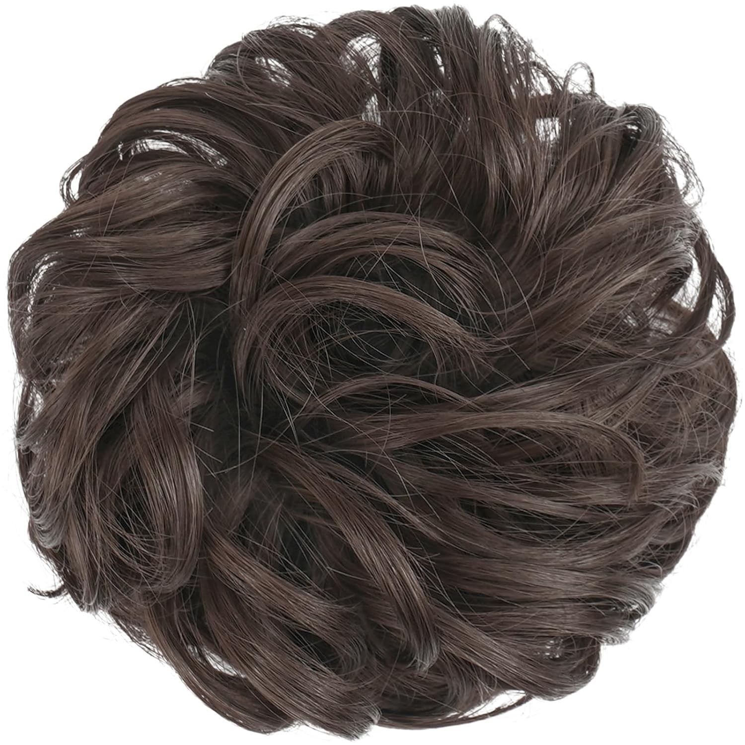 Dark Brown Messy Bun Hair Piece Wavy Elastic Hair Scrunchie Bun
